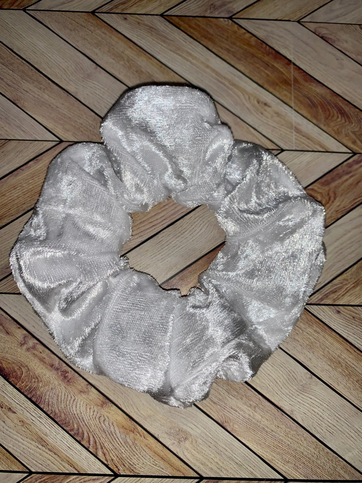 White Velvet Scrunchie