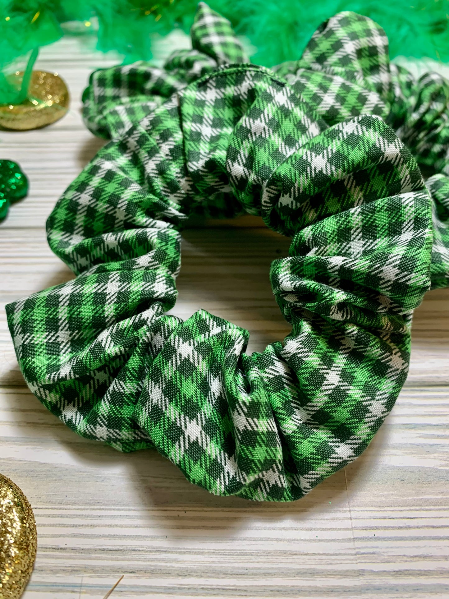 Shamrock Plaid Scrunchie